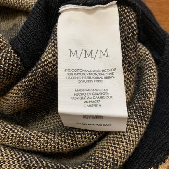 Cabi Zebra Print Knit Sweater Top Sz M Black Beige 3/4 Sleeve Safari Mob Wife - Picture 4 of 13